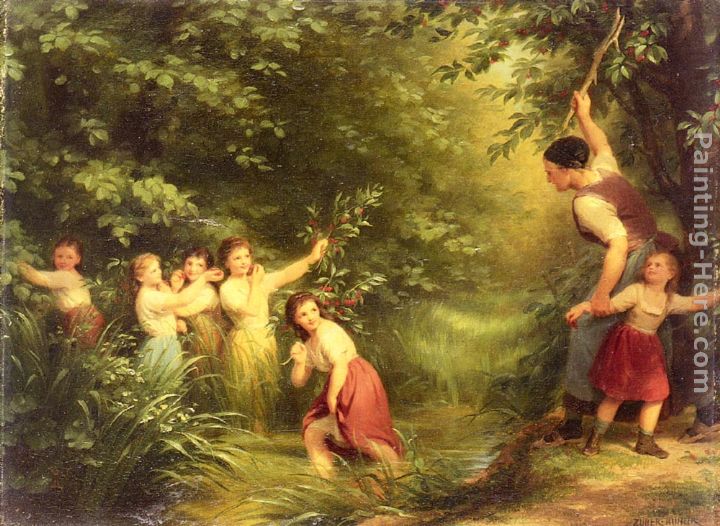 The Cherry Thieves painting - Fritz Zuber-Buhler The Cherry Thieves art painting